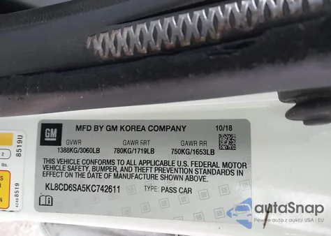 2019 Chevrolet Spark 1Lt Cvt from USA, damaged, VIN KL8CD6SA5KC742611